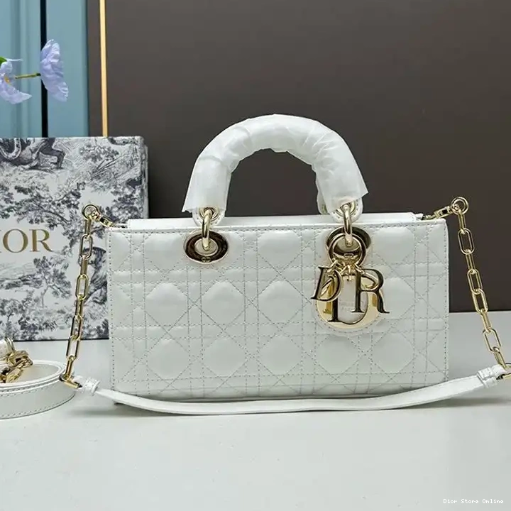 Bag Cannage Calfskin Patent Medium D-Joy White Lady 0503 Hot Sale